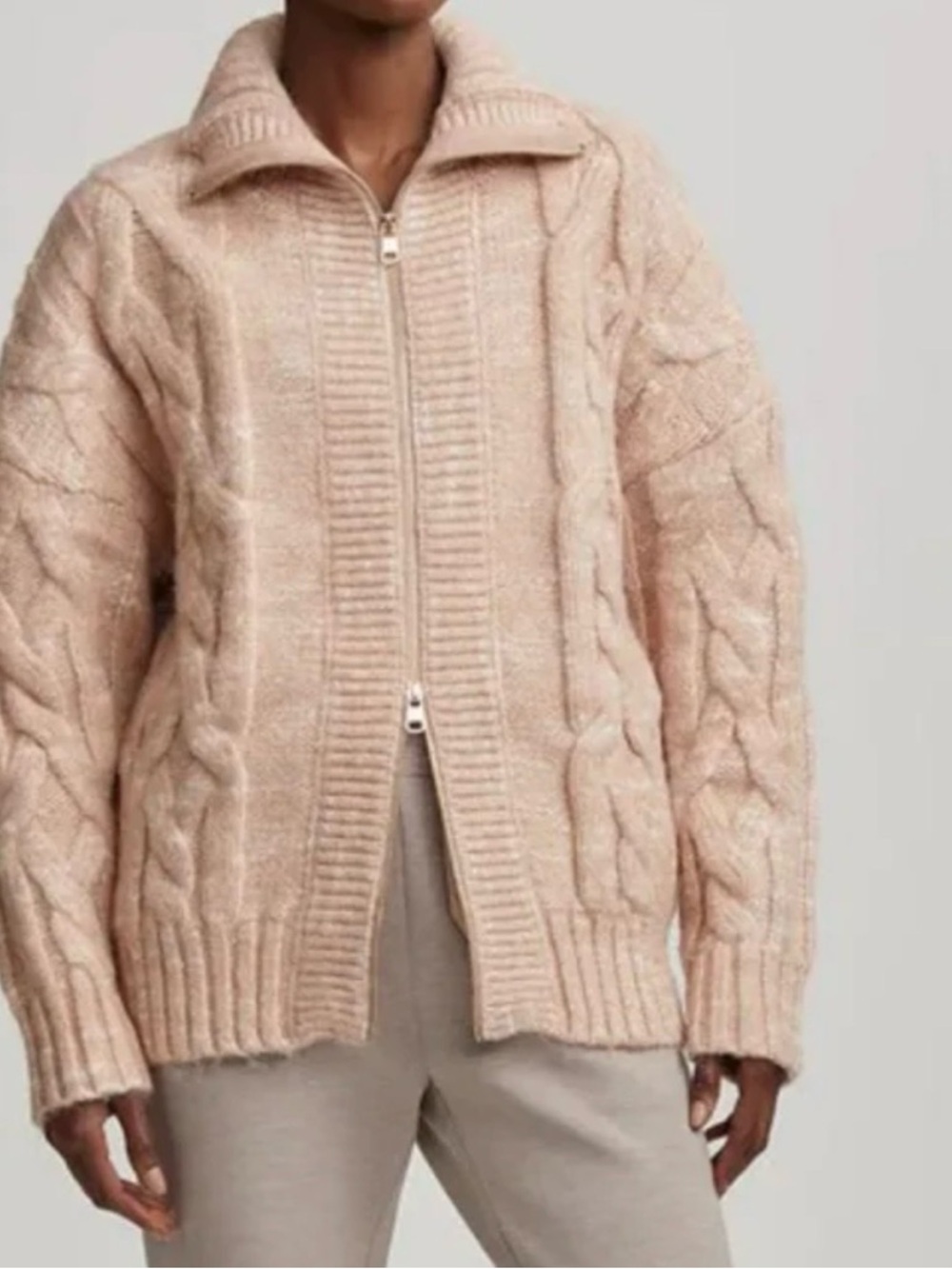 Varley Aida jumbo cable knit jacket sweater size medium